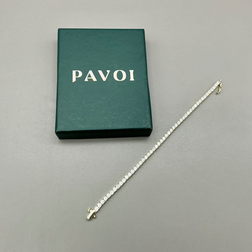 PAVOI Tennis Bracelet Women Gold Cubic Zirconia Classic Jewelry Gift 7.5 Inch